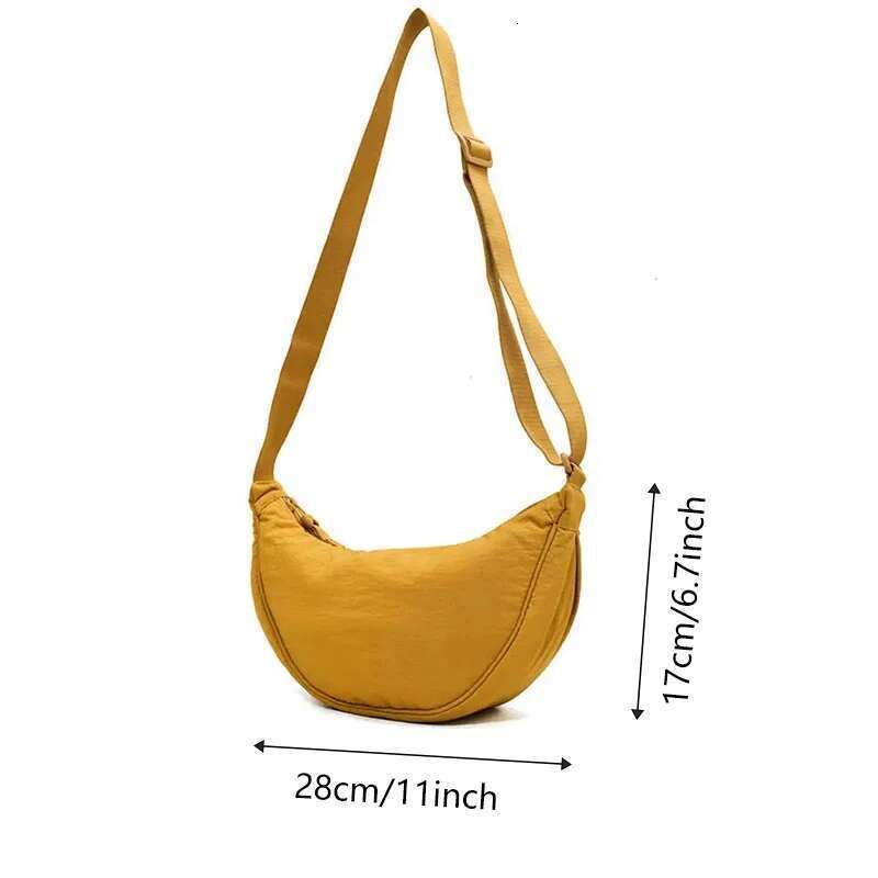 Solid Color Chest for Women Large Capacity Travel Crossbody Female Half Moon Ladies Daily Cotton Filled Shoulder Bag