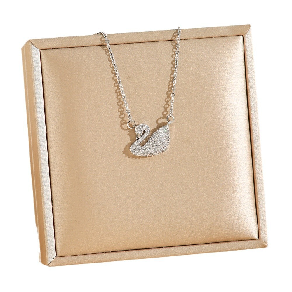 Luxury Jewelry Designer Jewelry Classic Full Diamond Swan Necklace For Women, Light Luxury Zircon Inlaid Choker, Internet Celebrity Style, Elegant Ver