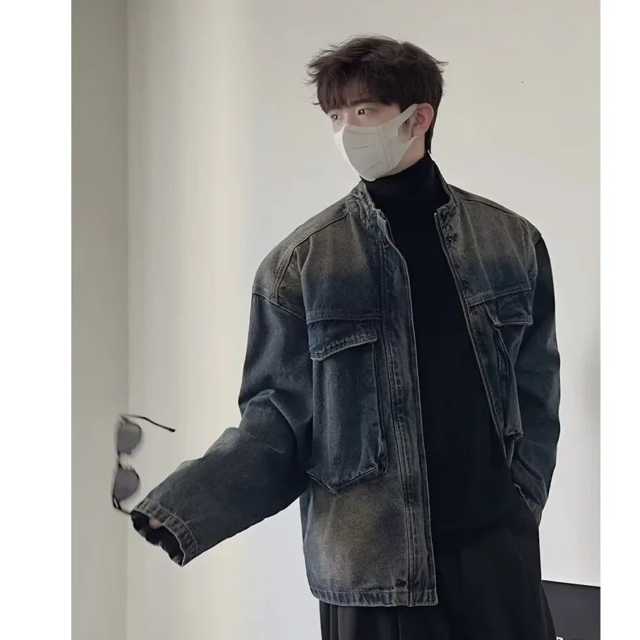 Autumn/Winter Loose-Fit Denim Jacket For Men Trendy Vintage Washing Niche Sensibility Top Casual Clothing Regular Length 250708