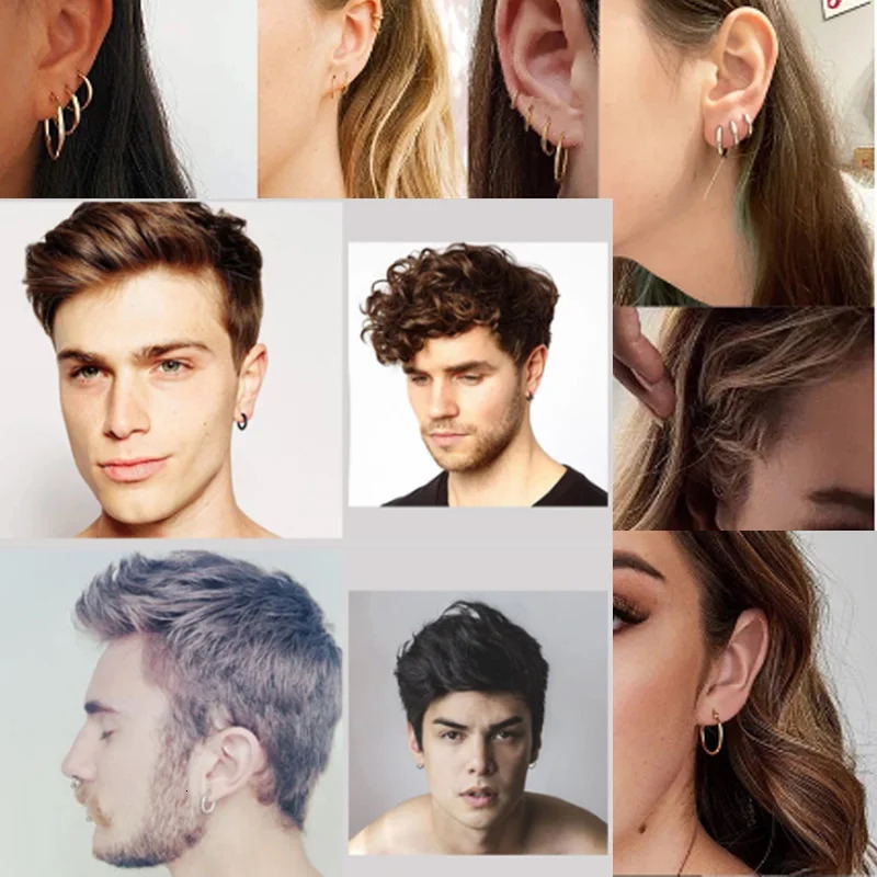 3/50/100pairs Stainless Steel Small Hoop Earrings for Women Men Gold Color Black Circle Thick Ear Ring Huggie Earrings Piercing 250708