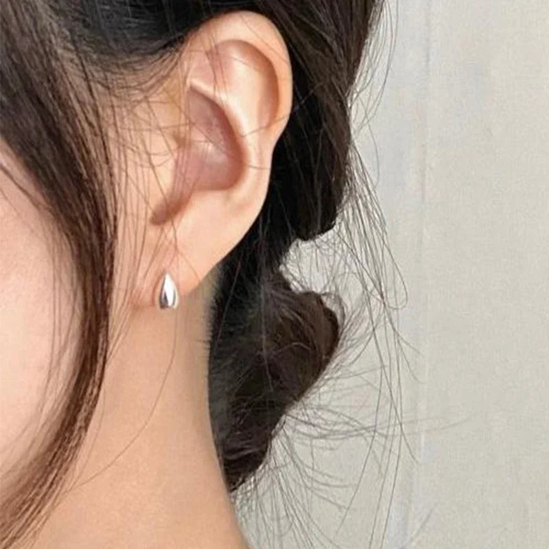Canner 925 Sterling Silver Smooth Water Drop Simple Stud Earrings For Women 18K Gold Ins Minimalism Earrings Fine Jewelry Gift 250708