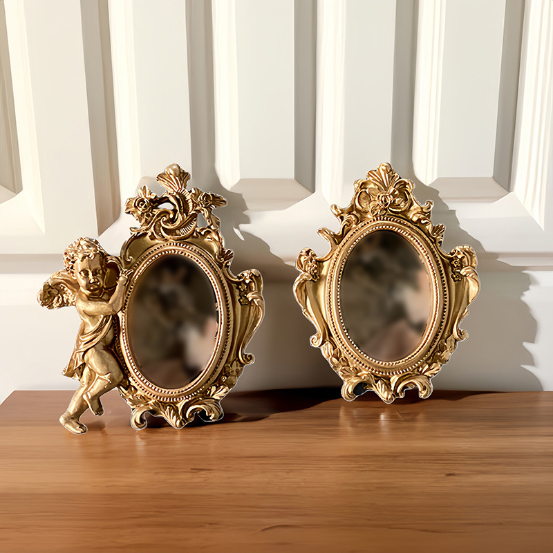 Antique European Photo Gold Color Carved Embossed Resin Picture Frame Holder Wall Hanging Home Decoration Ornament Crafts H260306