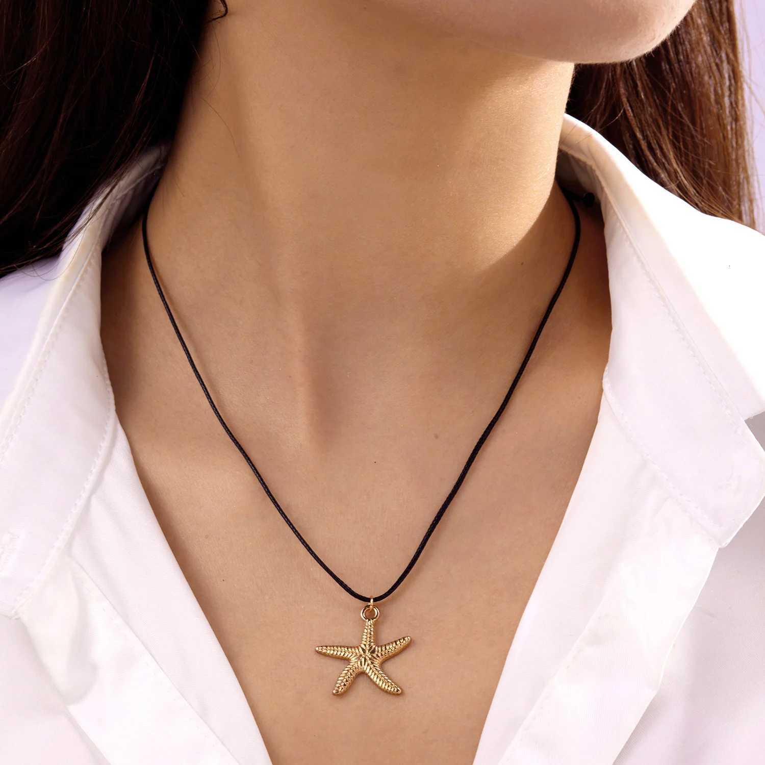 Fashion Simp Ocean Series Adjustable Father Chain Necklace for Men Metal Starfish Shell Conch Pendant Necklace Jewelry W250712