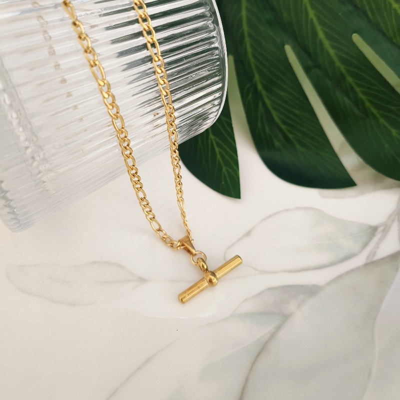 Luxury Jewelry Designer Jewelry Fashion High-end Women's Accessories Stainless Steel T-shaped Pendant Titanium Steel Personality Necklace Light L