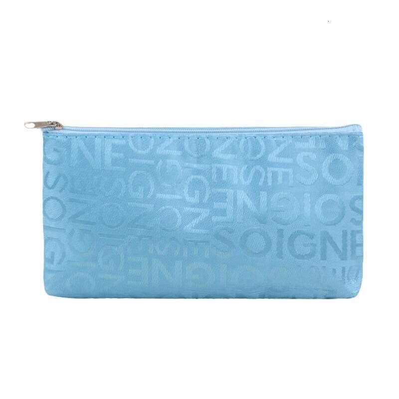 Korean Style Casual Letter Jacquard Horizontal Square Handheld Makeup Pouch Toiletry Bag for Women