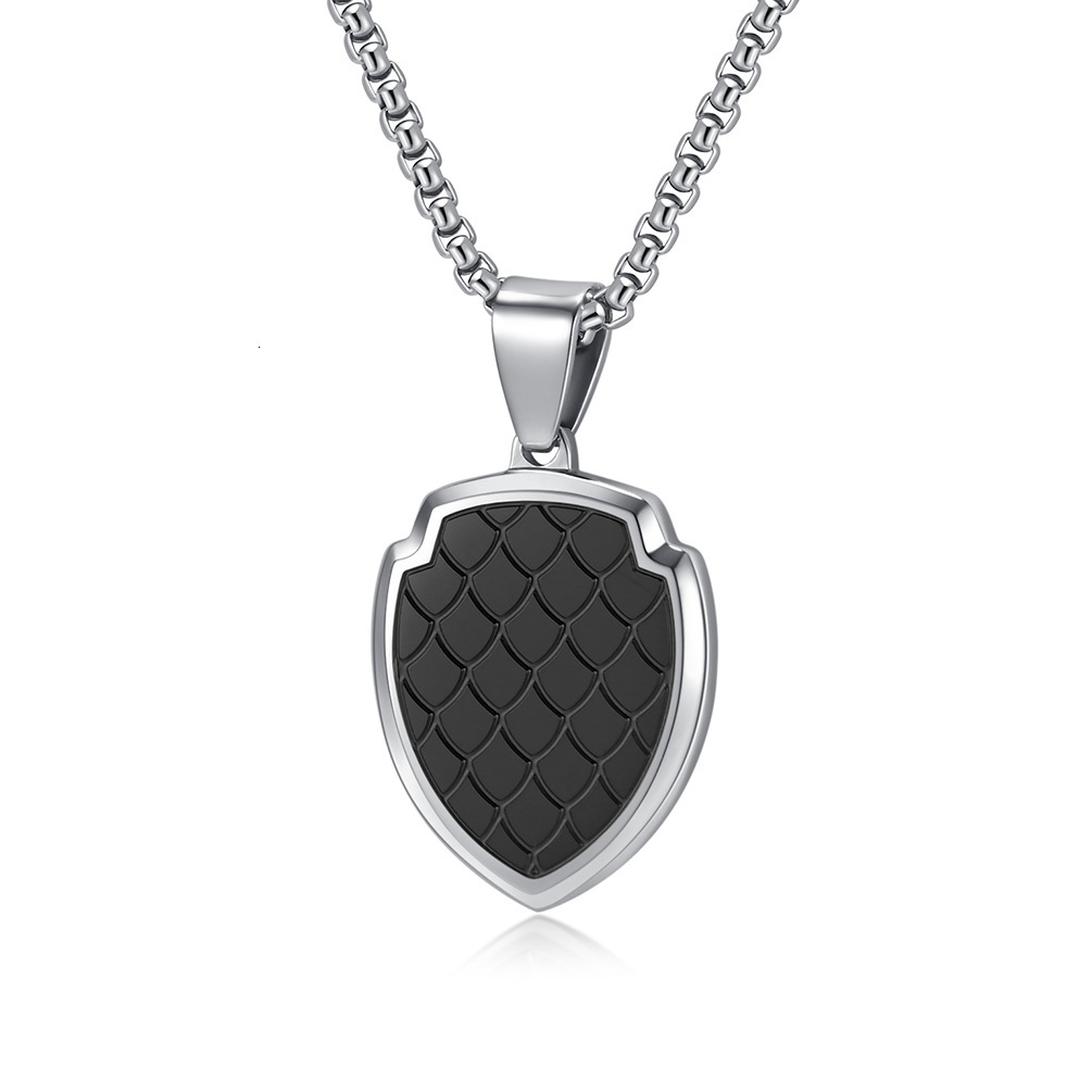 Luxury Jewelry Designer Jewelry Dragon Scale Shield Men's Necklace Trendy Brand Versatile Cool High-end Photo Frame Pendant Men's Trendy Hip
