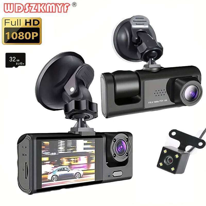 1080P Car Dvr 3 Camra Dash Cam Cars For Vehicle Recorder Video Front And Rear Camera W/ IR Night Vision Dashcam