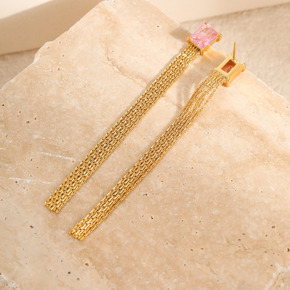 New Summer Collection European and American Style Stainless Steel Fringe Diamond Set Cubic Zirconia Earrings with High end Aesthetic and Cool Design
