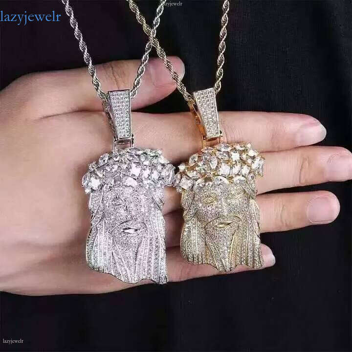 necklace moissanite chain Jesus Pendant with Moissanite Cuban Chain Necklace Hip Hop Jewelry for Men Gift