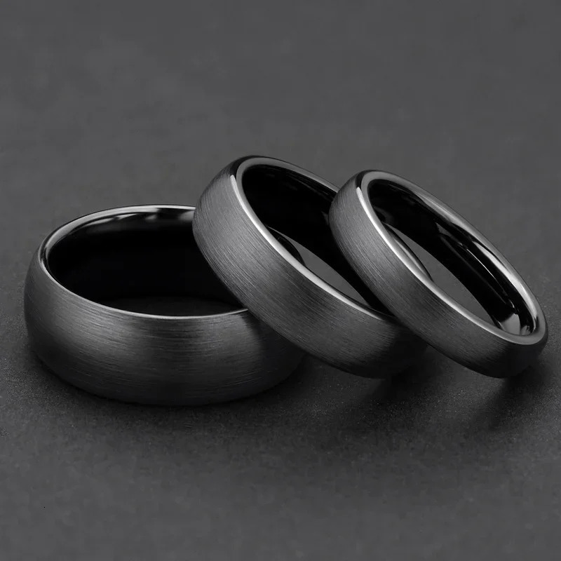 Kolmnsta Ceramic Brushed Black Ring For Men Women 4mm 6mm 8mm Wide Male Wedding Ring Matte anillos mujer Plus Size 4 to Size 14 250708