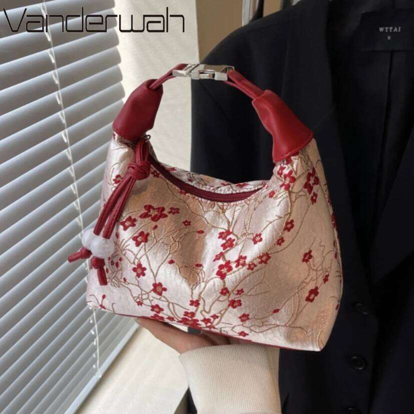 Portable Embroidered Chinese Style Purses Canvas Hanfu Embroidery Handbag Mini Shoulder Silk Cheongsam Bag Party Sac