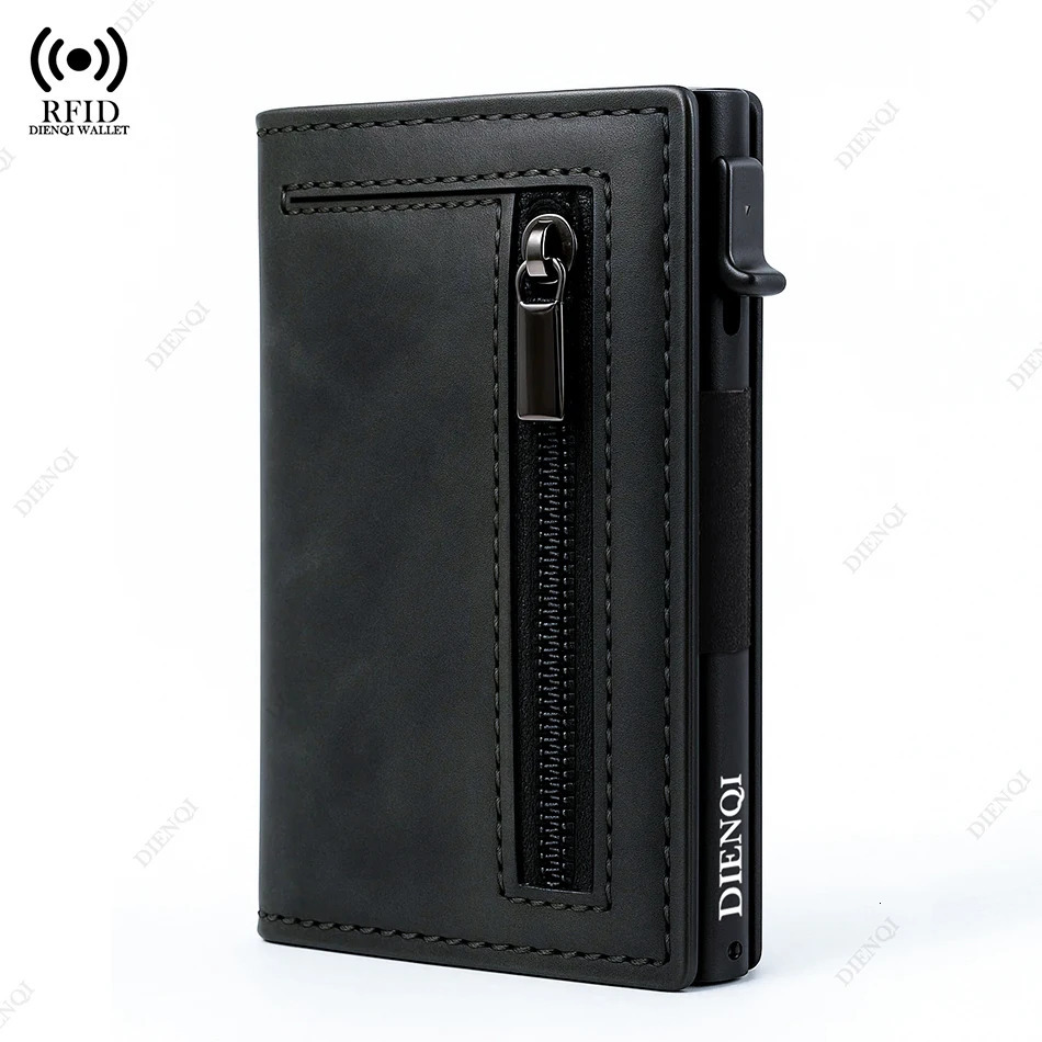 Anti-theft Credit Card Holder Men Wallets Rfid Blocking Aluminum Leather Pop Up Minimalist Wallet Cardholder Wallets for Men 250708