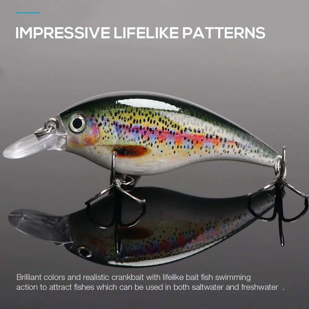 TREHOOK 6cm 10g Black Minnow Trout Fishing Baits Hard Floating Wobbler Crankbait Jerkbait Artificial Bass Lure 250708