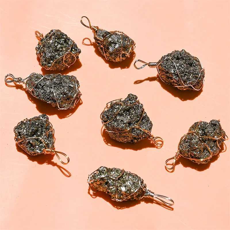 Natural Pyrite Crystal Pendant Necklace Wen Men Rease Anxiety Jewelry Reiki Energy Iron Rough Ore Mineral Specimen Necklaces W250712