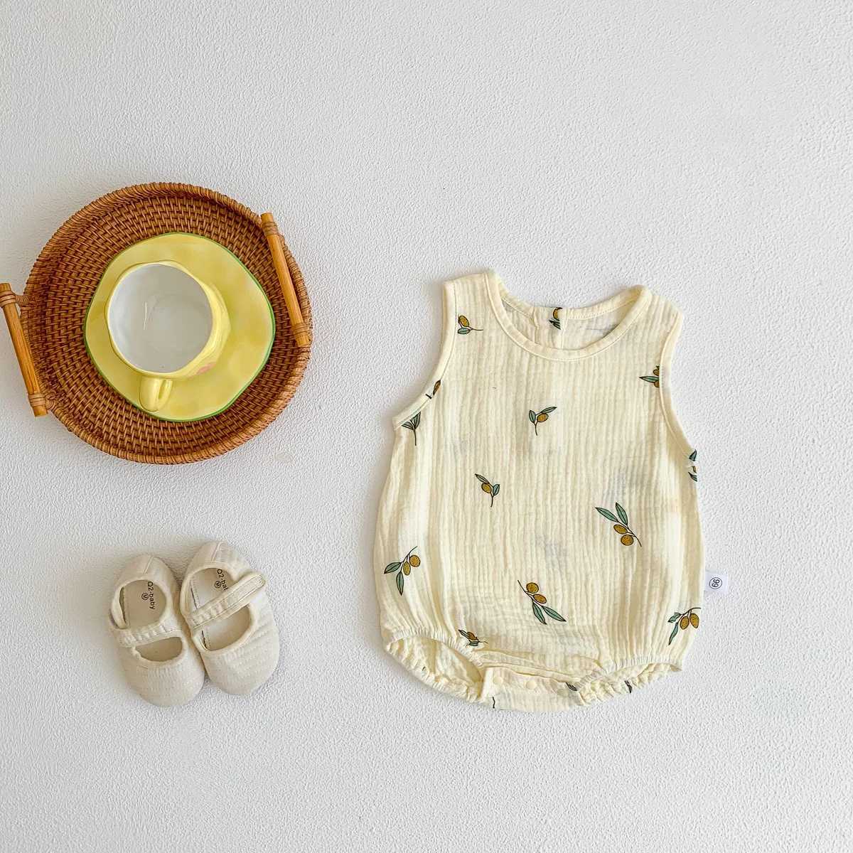 2025 New In Summer Infant Newborn Baby Girls Boys Wrinkle Cloth Cotton Outfits Kids Casual Jumpsuits Toddler Bodysuits Z250712
