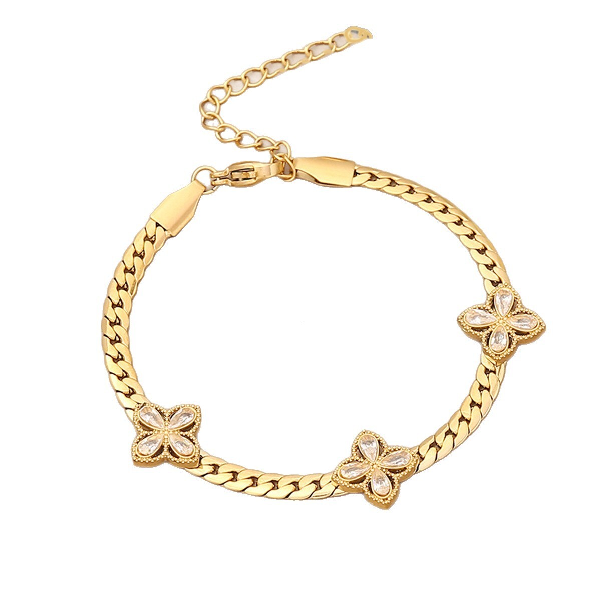 Luxury Jewelry Designer Jewelry Versatile Personality Zircon Flower Collarbone Chain Fashion Stainless Steel Necklace Set European And American New St