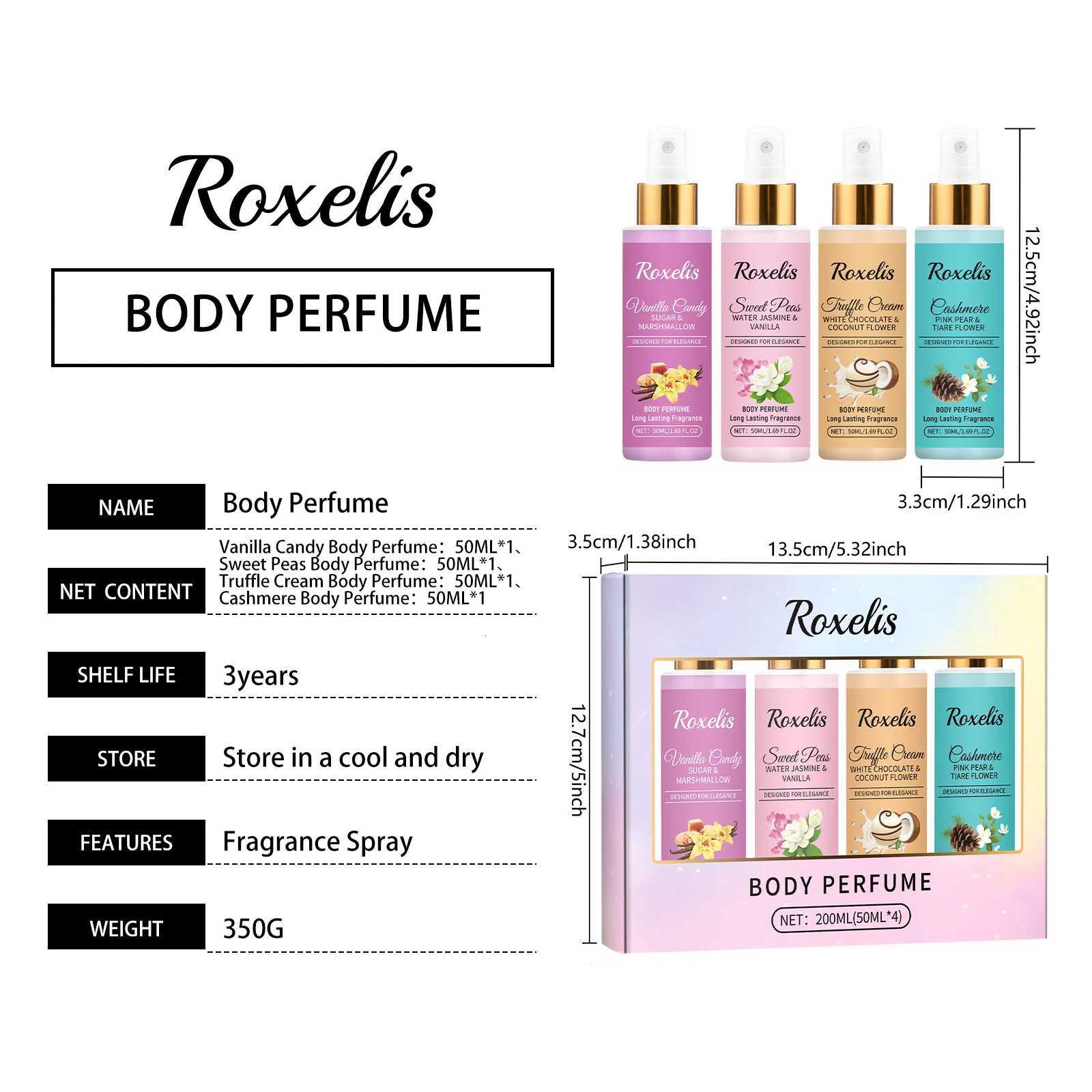 Roxelis 1set Body Fragrance Perfume Spray Set Long Lasting Freshing Fruit Scent Daily Dating Glamour Flirting Elegant Perfume W250712