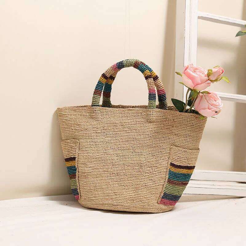 Lafite Grass Handheld Straw Woven New Color Outer Women's Seaside Vacation Beach Bag