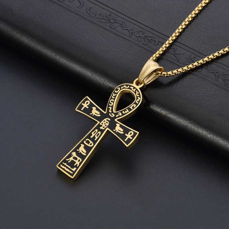 316L Stainless Steel Egyptian Ankh Cross Pendant Chain Necklace For Men Wen Vintage Jewelry Accessories W250712
