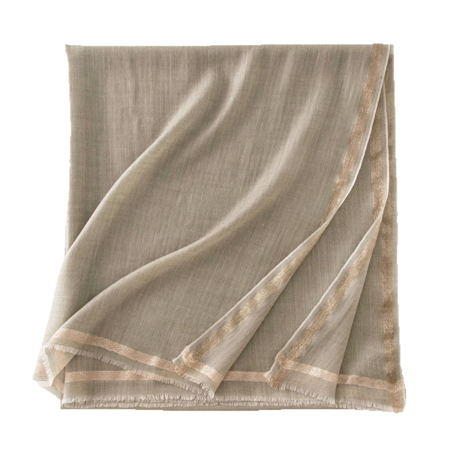 K1333 Light luxury wool scarf 100% spring and summer thin scarf female gold edge tassel solid color shawl high-end sense to send customers
