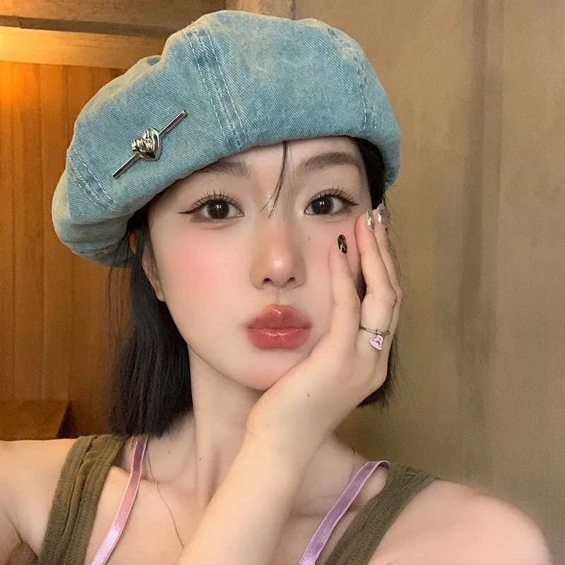 womens berets love simple fashionable versatile sweet cool artistic cowboy berets trendy cute high quality caps for girls funny 250712