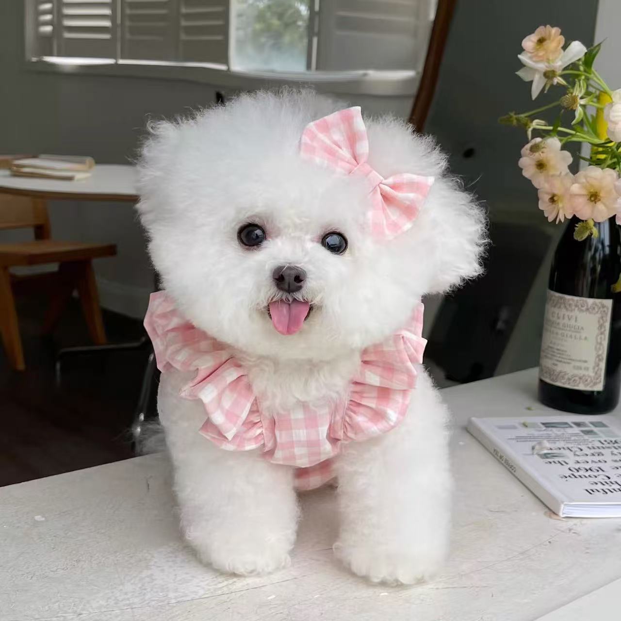 T703 Spring and summer thin pet clothes floral flying sleeves princess dress for dogs and cats summer thin sun protection skirt breathable