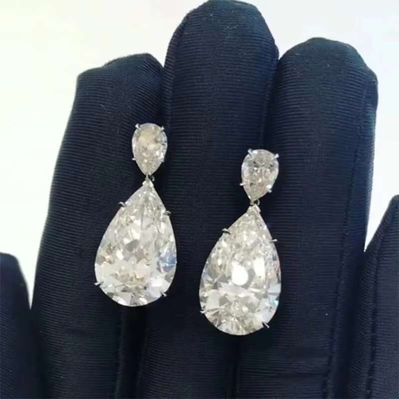 Simple and Elegant Earrings for Women Crystal Teardrop Cubic Zirconia Luxury Bride Trendy Jewelry Wedding Drop Earrings