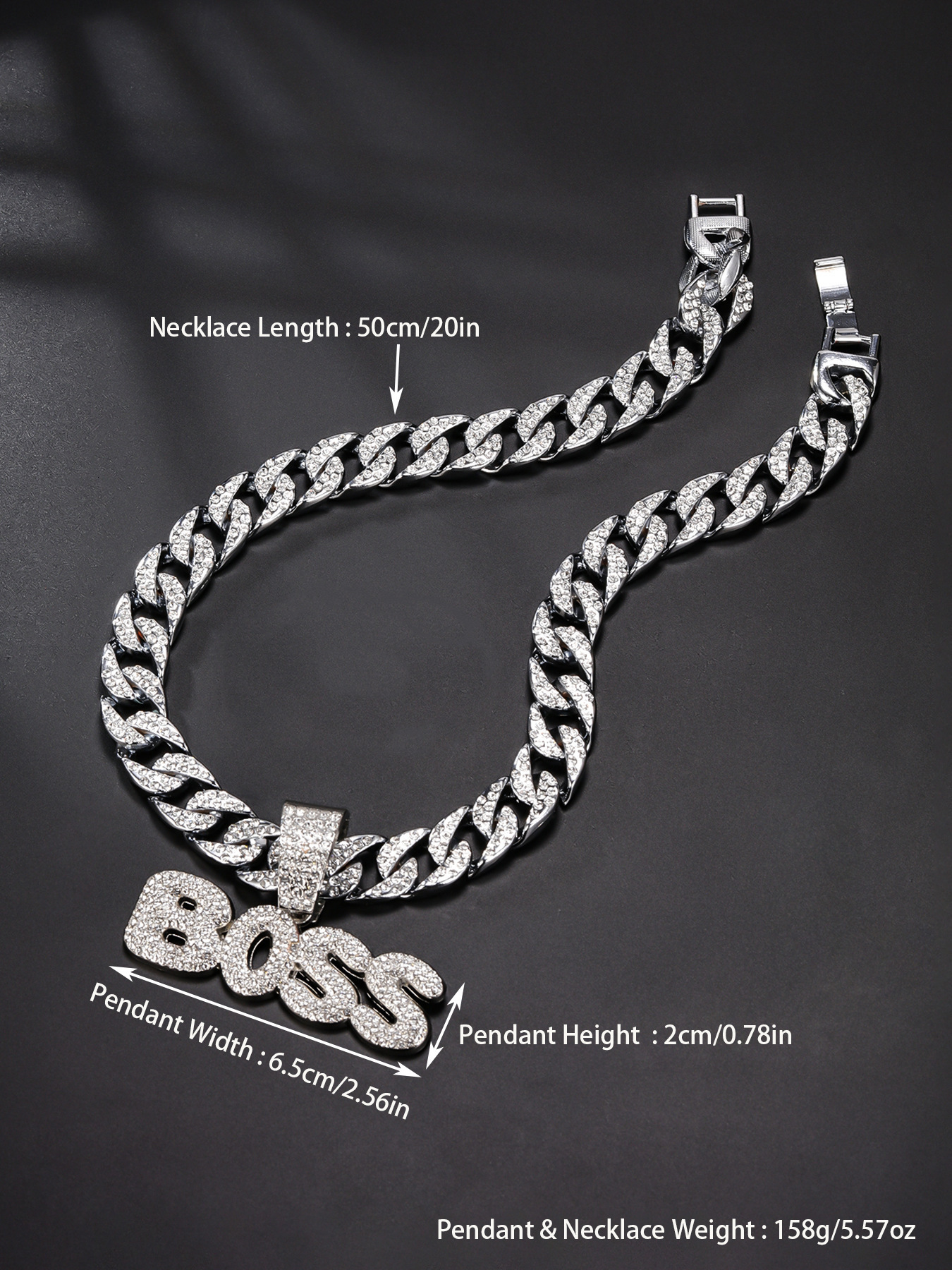 Luxury Jewelry Designer Jewelry European And American New Fashion BOSS English Letter Pendant Single Pendant Unisex Personality Hip Hop Full Diamond