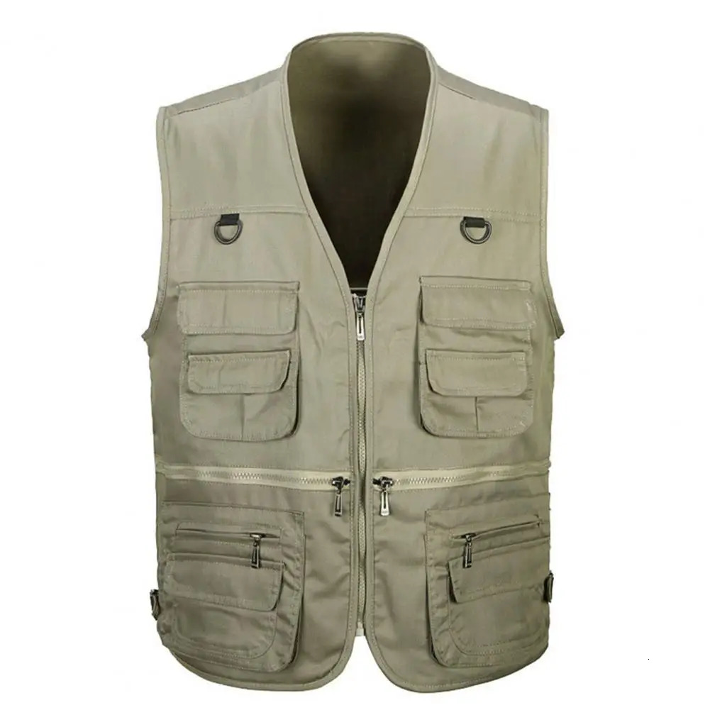 Men Cotton Multi Pocket Vest Summer Male Casual Thin Sleeveless Jacket With Many Pockets Mens Pographer Baggy Waistcoat 250710