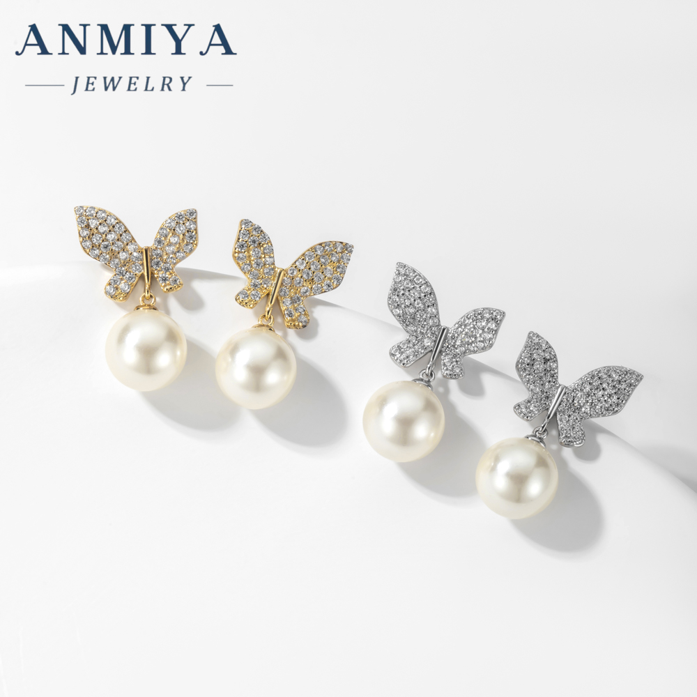 Best Selling butterfly Water Resistant Zirconia Cute Sweet Earrings Stud 925 Silver High Quality Earring for Women Summer