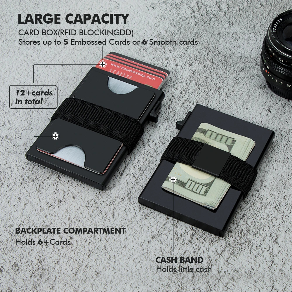 2025 Slim Aluminum Card Wallet RFID Pop-up Push Button Bank Credit Card Case Holder Thin Smart Metal Wallet for Men Women 250708