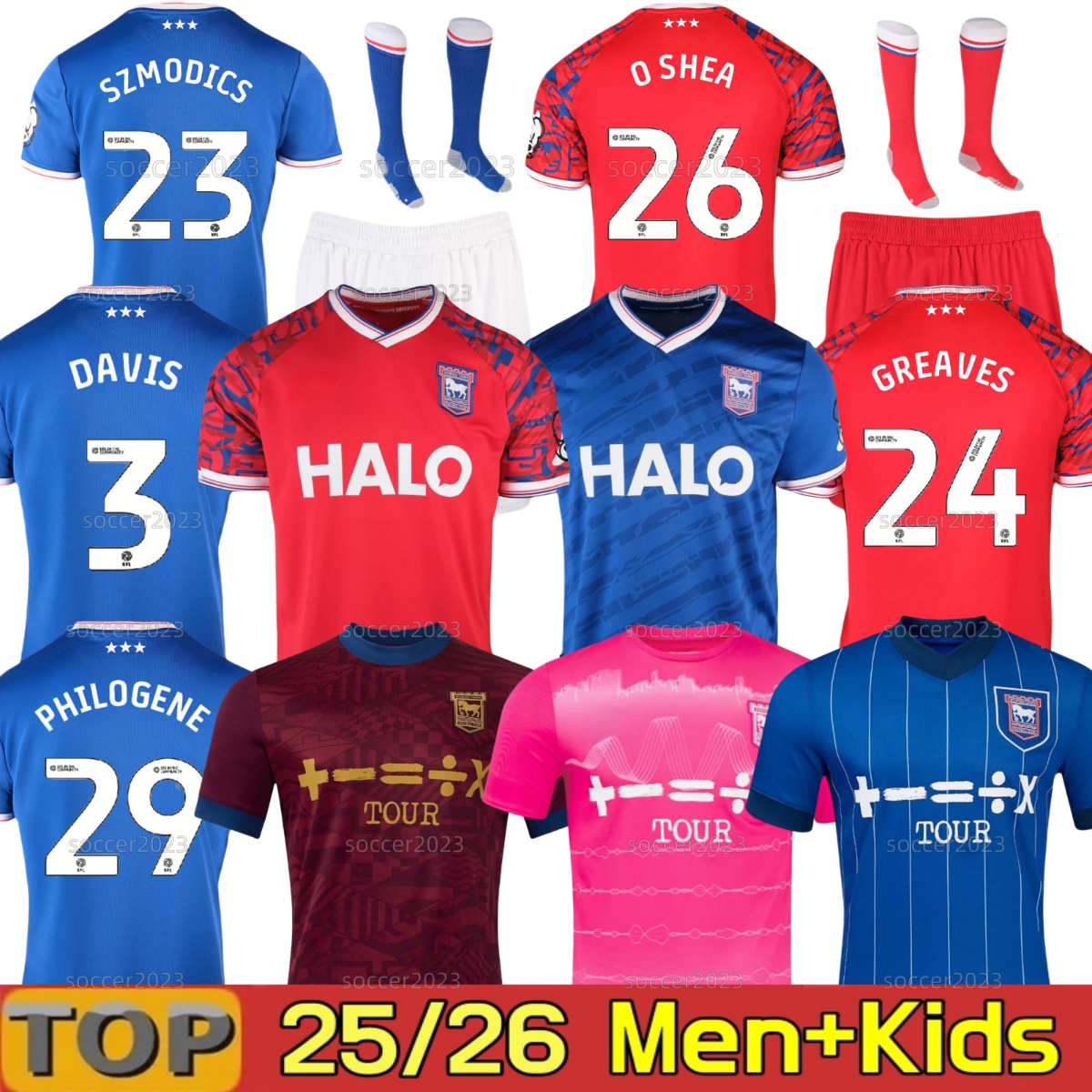 25 26 Ipswich Towns Soccer Jerseys 2025 2026 HOME AWAY 3rd BURNS HIRST BURNS BROADHEAD LUONGO BALL CHAPLIN Men kids football Jersey shirts Kit sets