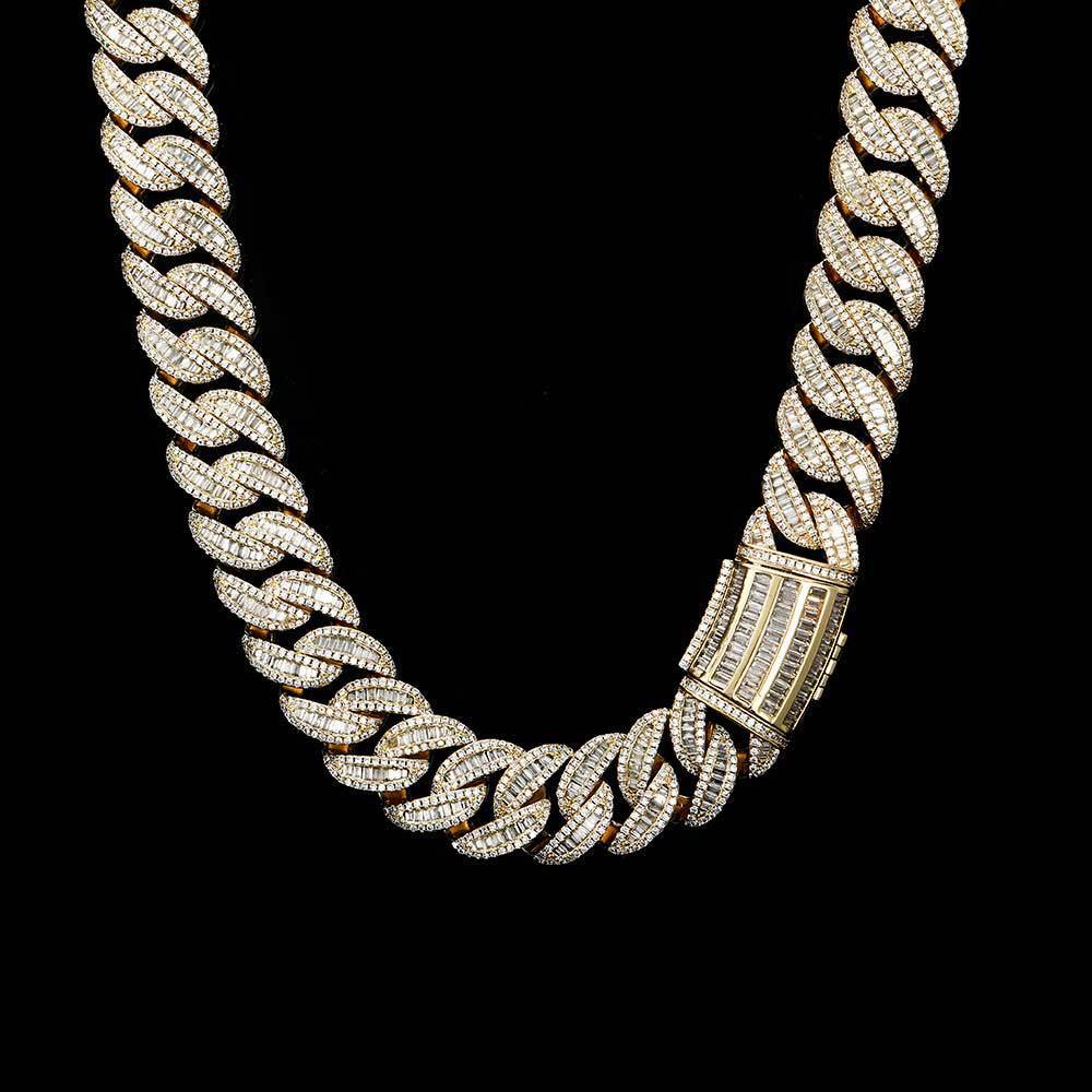 Luxury Jewelry Designer Jewelry European And American Hip-hop Miami Buckle Necklace Mixed Inlaid T Cubic Zirconia Men's Necklace Cross-border Jew