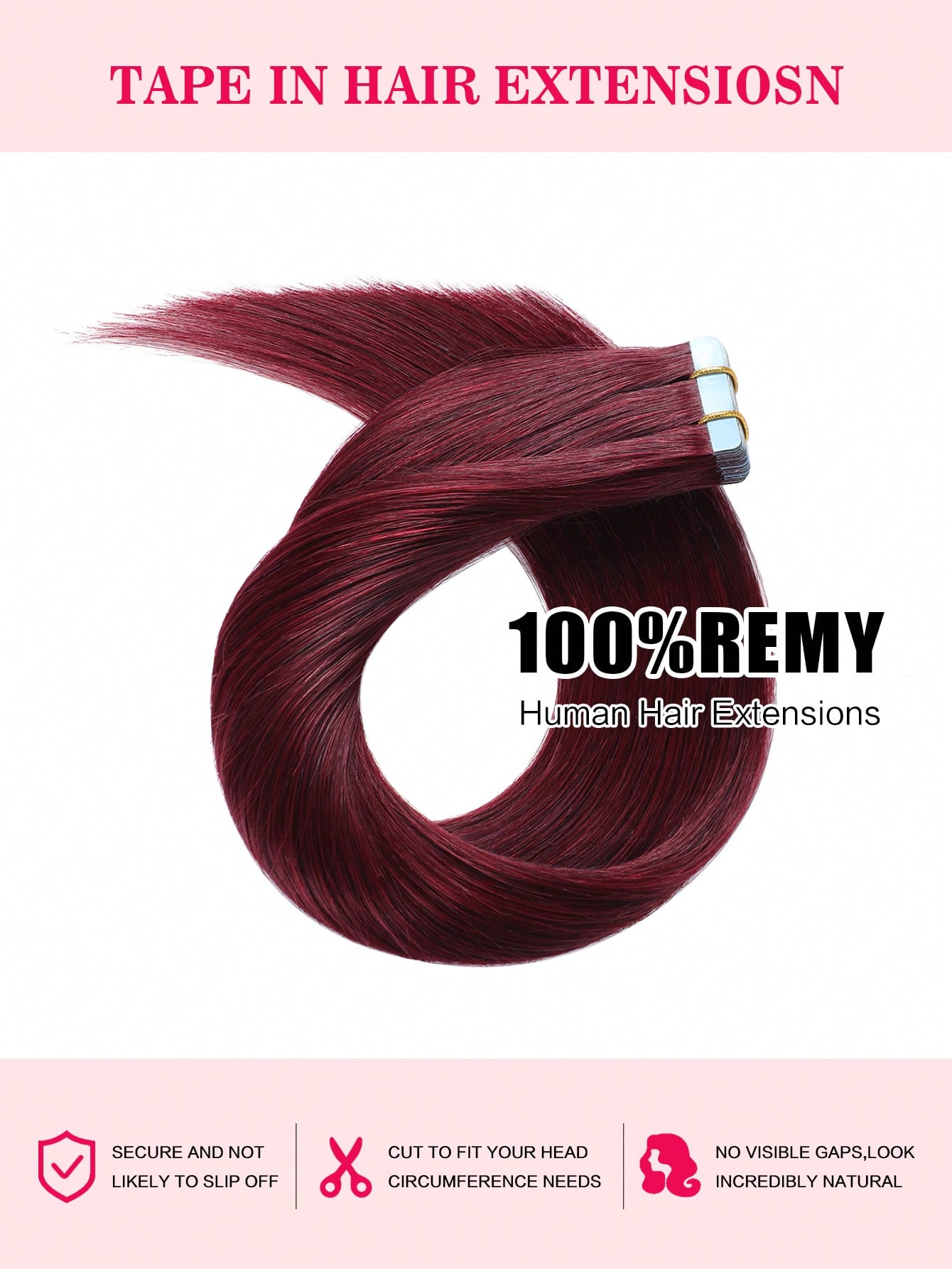 Vibeshift Tape In Hair Extensions 100% Remy Human Hair 12-24inches Straight Seamless Skin Weft Tape-in Hair Extensions 50g/Pack