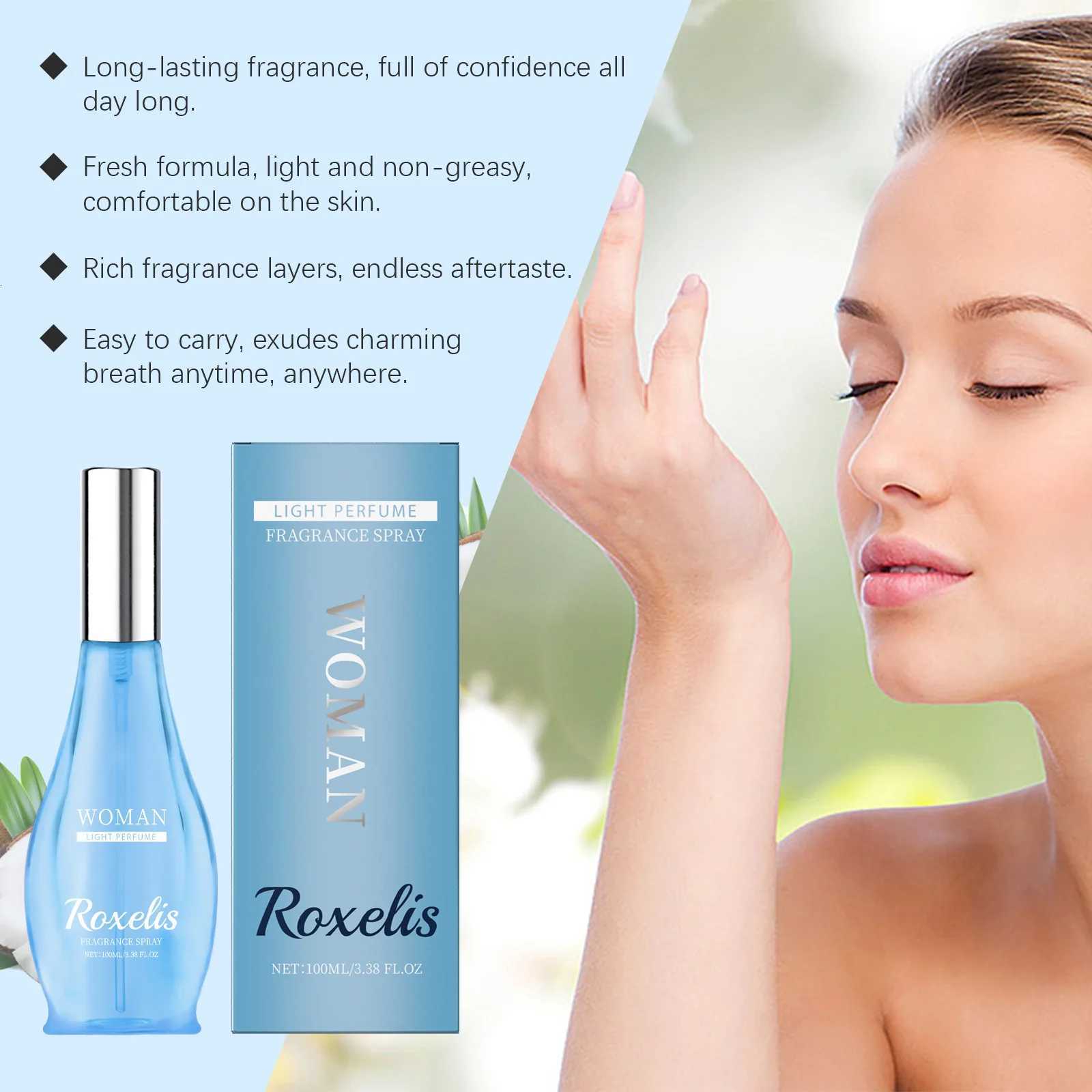Roxelis 100ml Coconut Oriental Fragrance Perfume Elegant Ladies Dating Fresh Long Lasting Scent Pheromone Flirting Perfume Spray W250714