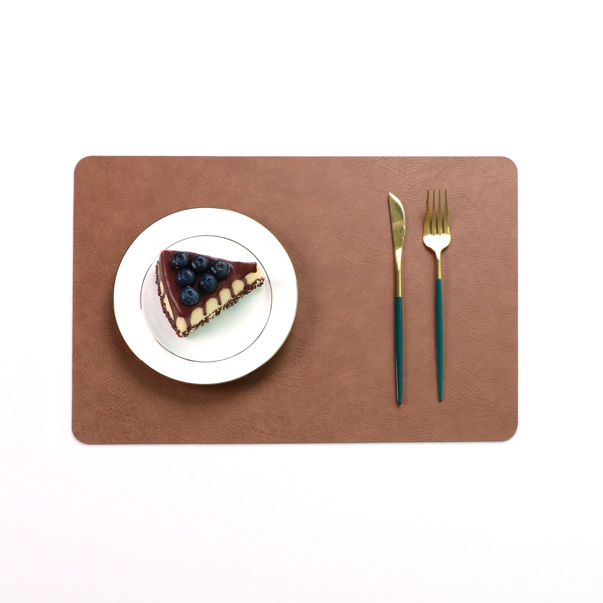 Square Double-Layer Cowhide PU Leather Placemat Texture Waterproof Heat-Resistant Table Mats Home Hotel Dining