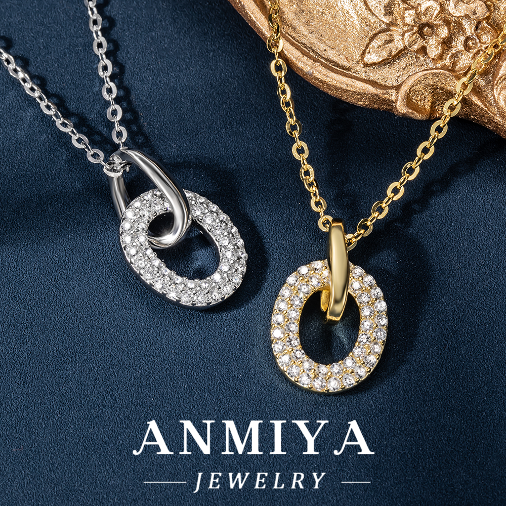 925 Sterling Silver Micro Pave Zirconia Pendant Choker Chain Necklace for Gift Engagement Party Wholesale