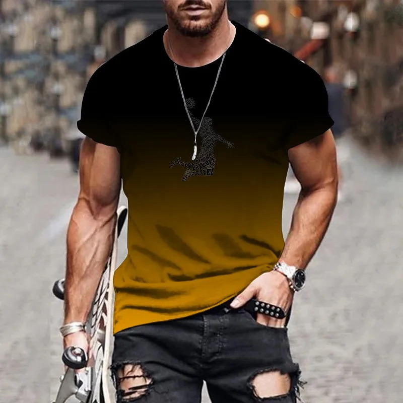 Casual Daily 3D Mens Gradient TShirt Fashion Print Trendy Harajuku Streetwear Large Size Round Neck Comfortable Top 250707