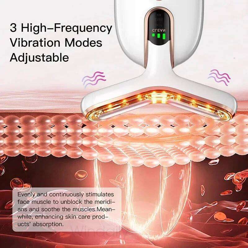 Face Neck Lifting Device Vibration EMS Facial Massager LED Light Therapy Hine Tighten Wrinkle Remover Skin Care Tools