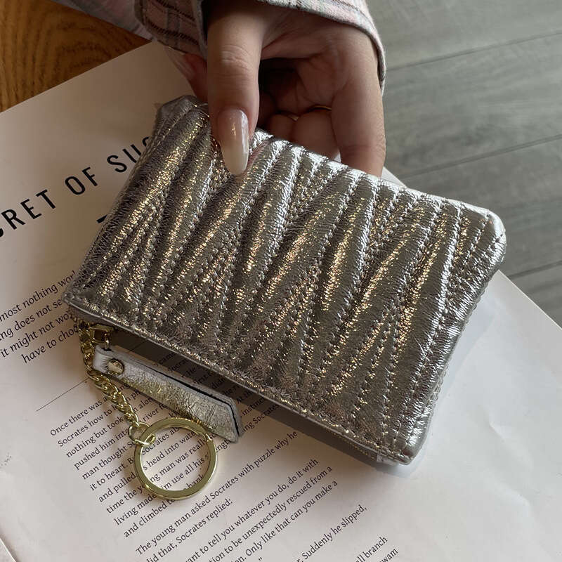 Top Layer Cowhide Embroidered Thread Coin Purse Women Key Card Holder Genuine Leather Zipper Handbag Lipstick Storage Bag Ins Trend