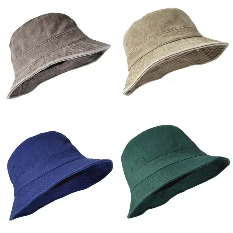 Korean Big Head Washed Denim Bucket Hats Men Cotton Sun Hat Plus Size 64cm Oversize Bob Panama Unisex Big Size Fisherman Cap 250711