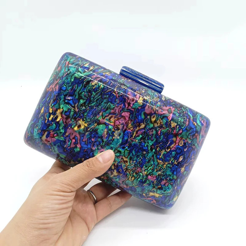 Womens Handbag Acrylic Evening Bags Navy Blue Vintage Colorful Sequins Clutch Purse Party Prom Casual Shoulder Crossbody 250708