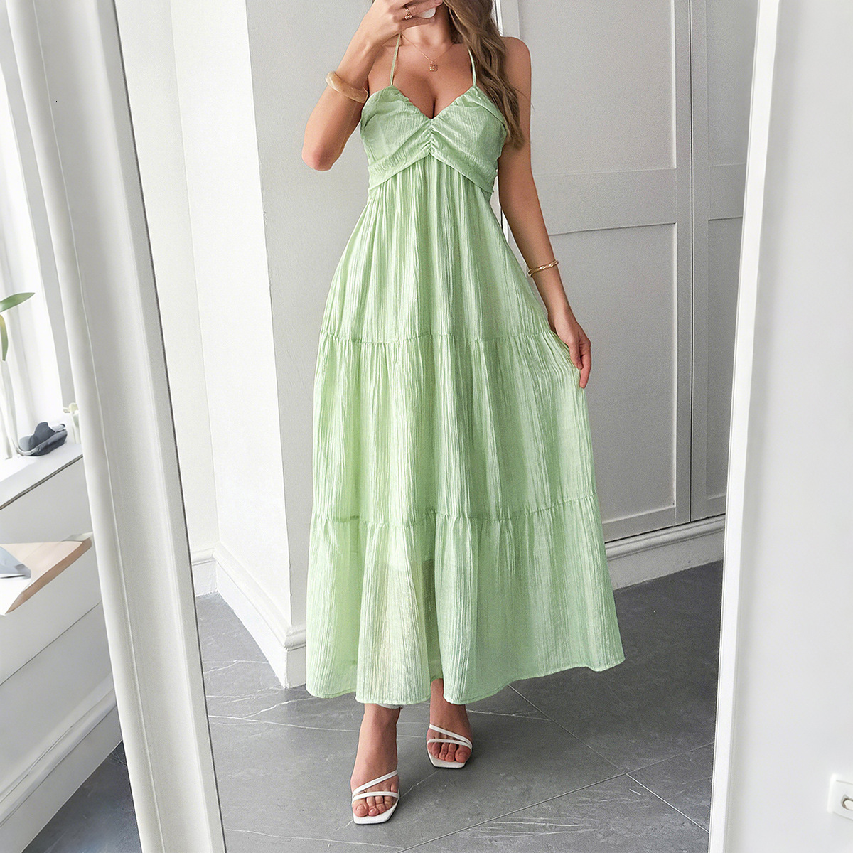 2025 Summer dress new women's dress casual vacation suspender semi transparent dress women's fashion new luxury designer women's dress