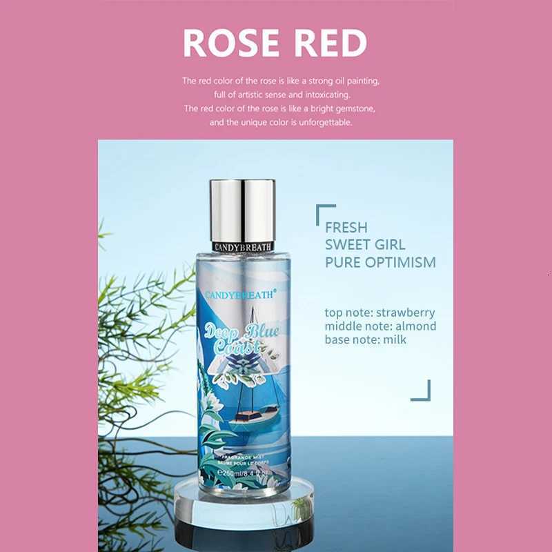 250ML Luxury Floral Fruity Perfume Sweet Alluring Woman Date Scent Strawberry/Citrus/Rose/Musk Fragrance Long Lasting Body Spray W250712