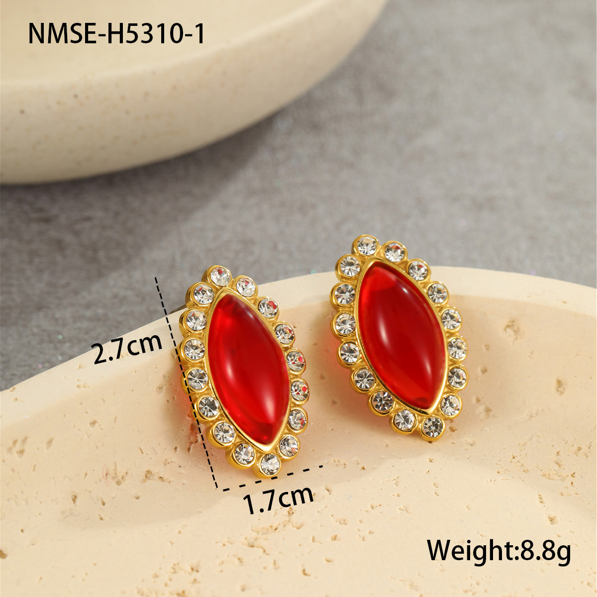 New Versatile Stainless Steel Stud Earrings European and American inspired Dramatic Fashionable Marquise cut Diamond set Titanium Steel Ear Jewelry