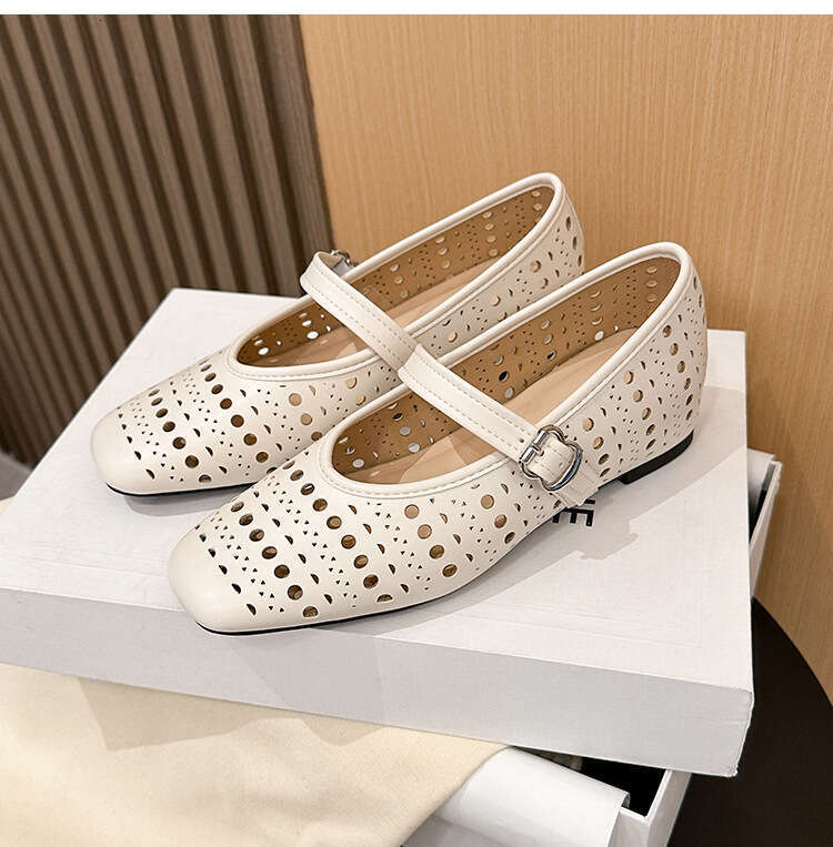 796-17 Out Hidden Heel New Square Toe Casual Hollow Flat Soft Sole Women's Shoes