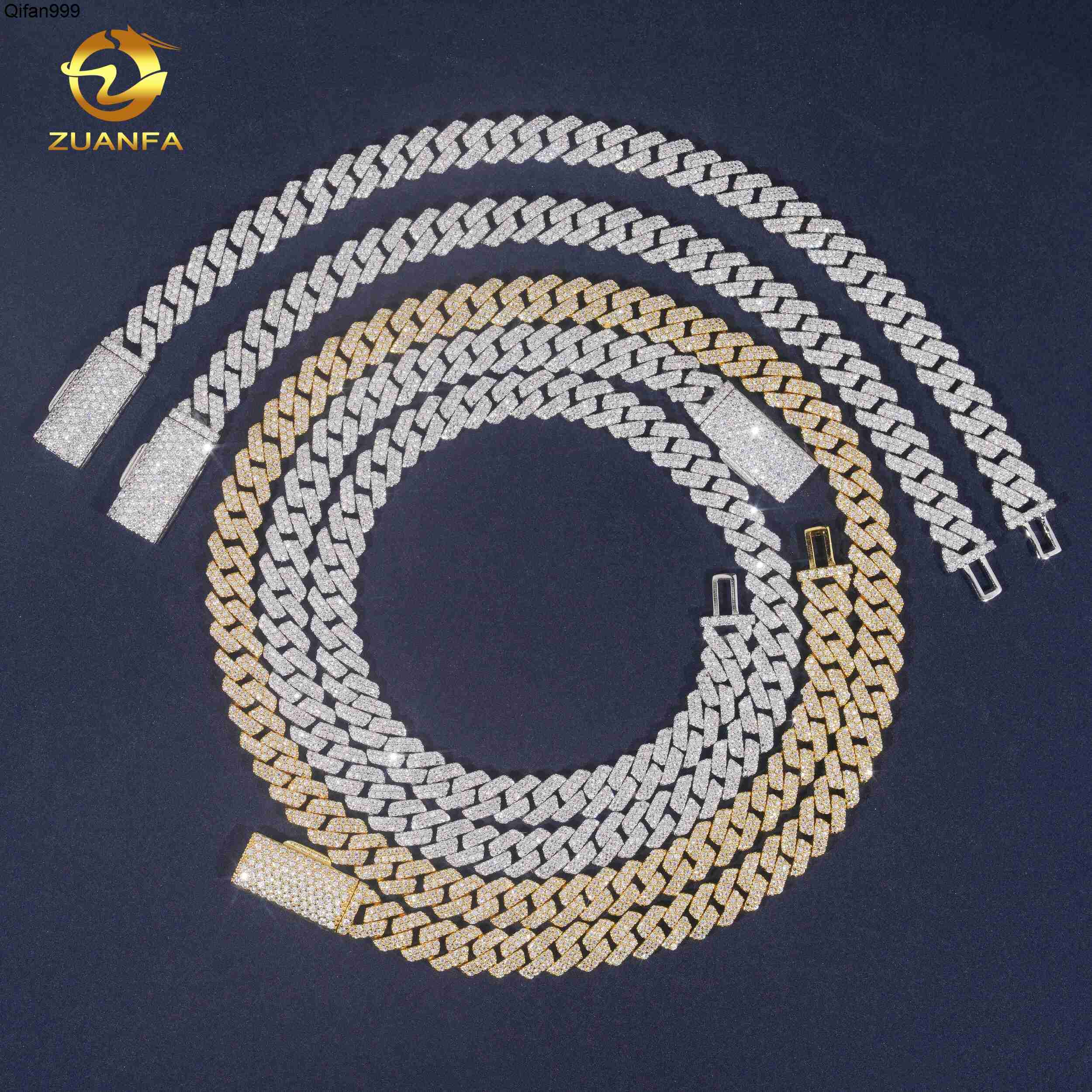 8mm Hip Hop Custom Jewelry VVS Moissanite Cuban Link Chain Necklace 925 Sterling Sliver Diamond Iced Out Necklace Bracelet