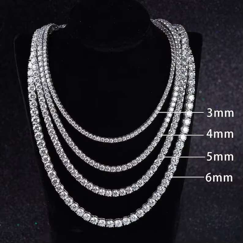 Top Selling Hiphop Tennis Chain Iced Out 2mm 3mm 4mm Rose Gold Plated 925 Silver VVS Moissanite Tennis Chain