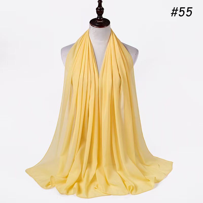 T1202 Pearl Chiffon Bubble Scarf Women's Hijab Decoration Scarf