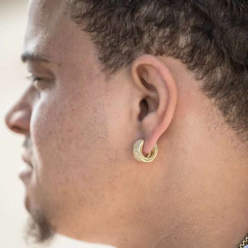 Cool Gold Silver Color Mens Punk Earring Piercing Round Hoop Stud Earings Fashion Men Stud Earrings